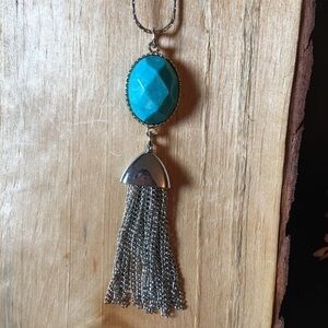 Turquoise and stainless steel necklace& charm